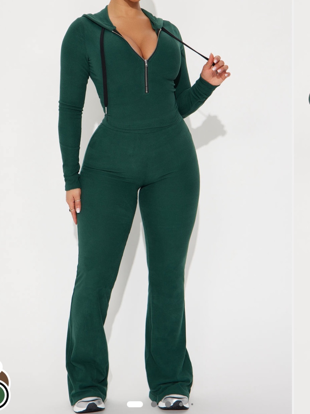 Fashion Nova On To Go Green Hoodie Pant Set